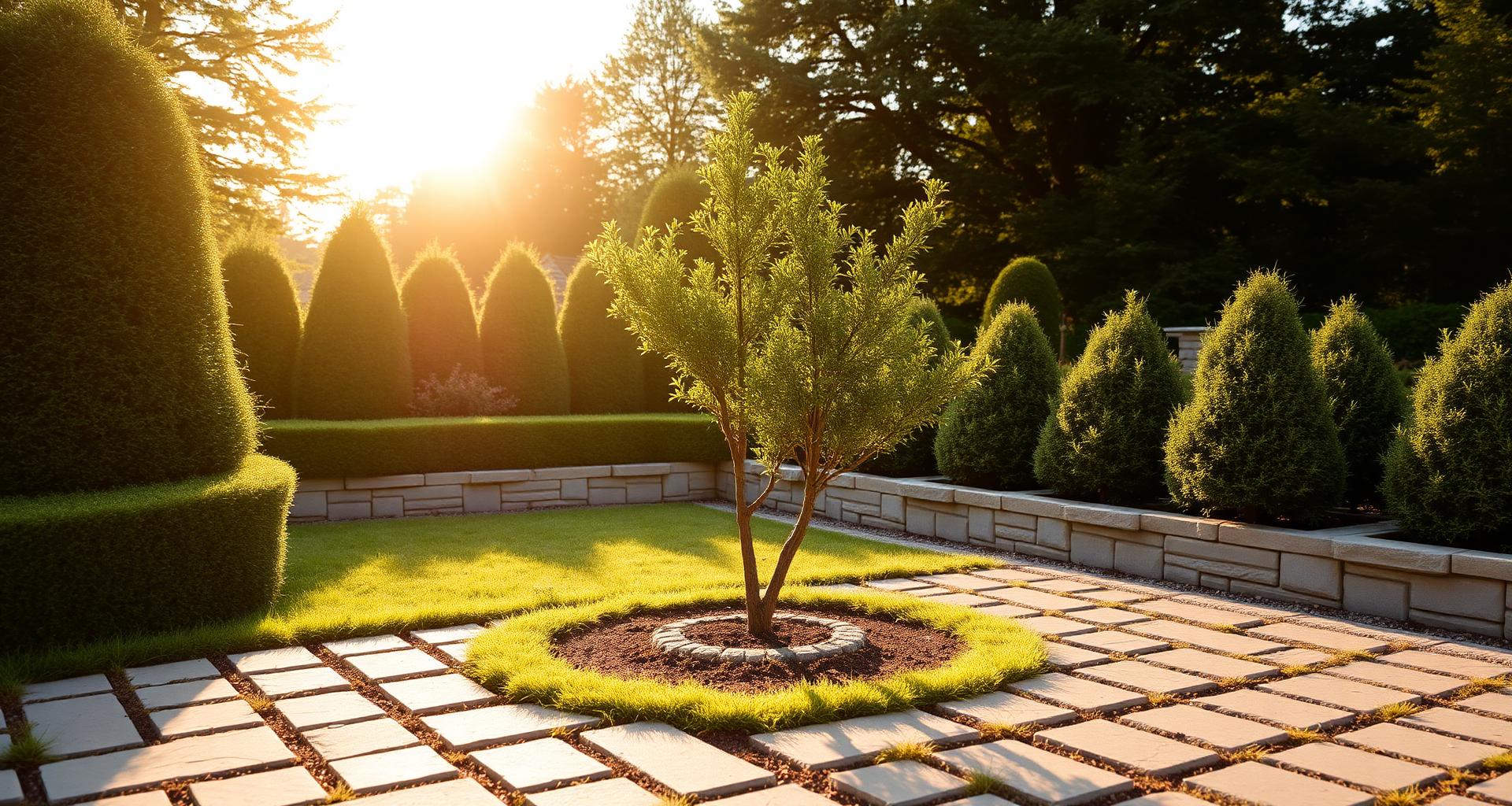 Gepflegter Garten mit Pflasterarbeiten